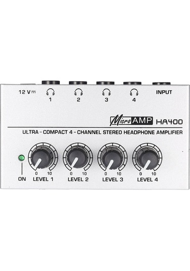 Gümüş 4 Yollu Kulaklık Amfi Ha400 - 110-240v Metal Gövde Küçük Avrupa Standartı