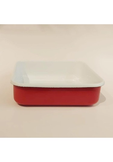 Emaye Kare Fırın Tepsisi Kırmızı Kırmızı