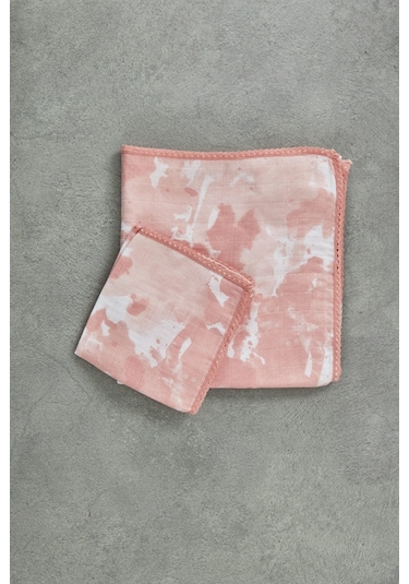 Ecocotton Rosa Kız Bebek Müslin Örtü Seti Somon 100x100 Cm Beyaz
