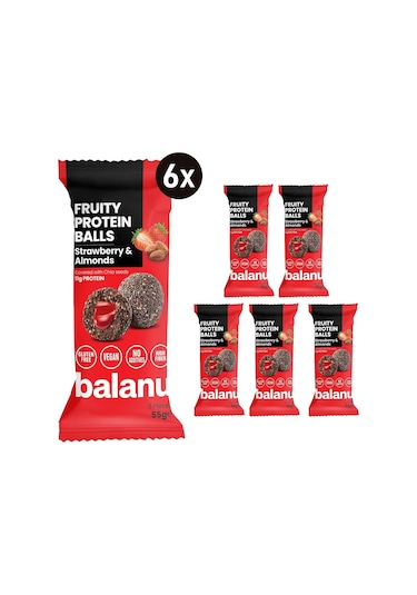 Balunu Çilek Dolgulu ve Bademli Meyveli Protein Topları 6 x 55 G