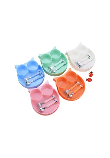 Baykuş Şekilli Sofra Takımı, Bölücülü Toksik Olmayan Polipropilen Besleme Tepsisi