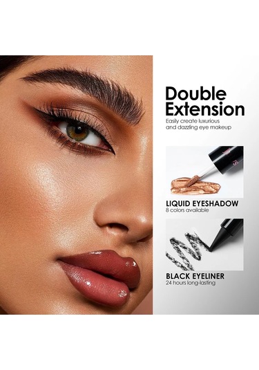 Dumanlı Sedefli Yeşil Likit Göz Farı 2'si 1 Arada Glitter Metalik Göz Farı 02 4.2g 01