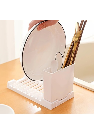 Dashanshop Siyah Katlanır Bulaşık Kurutma Rack Kompakt Tezgahüstü Düzenleyici Siyah