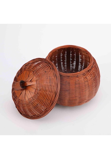 Suntek El Dokuma Balkabağı FYuvarlak Rattan Saklama Kutusu