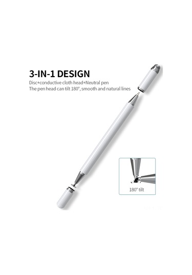 Skycity Siyah Metal Dürtü Hassas Dış Hat Kalemi - Apple/android Uyumlu 3'ü Bir Arada Dokunmatik Yazma Aleti