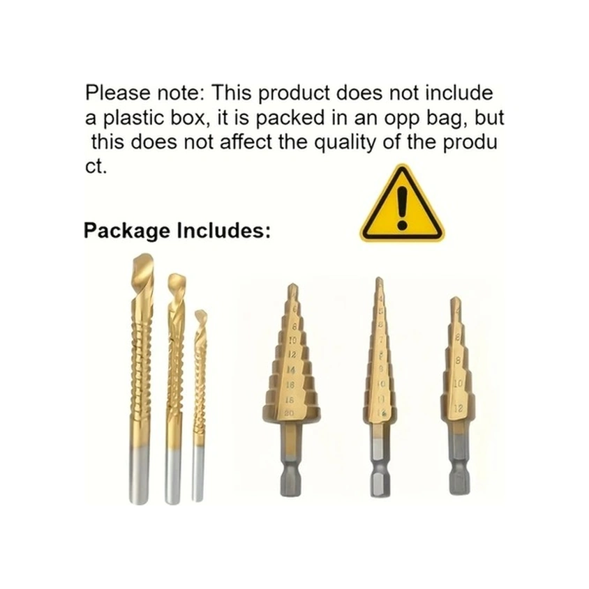 Trendooze Altın 6li Kademeli Matkap Ucu Seti 4-20mm Metal Ahşap Delme