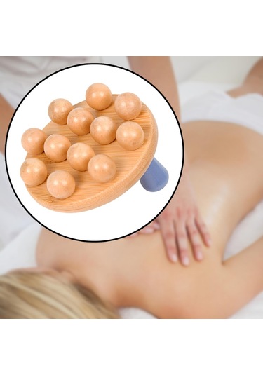 Suntek Uyluk Bacaklar Boyun Için Ahşap Masaj Fırçası El Kahverengi