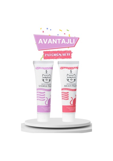 Vitkitty Multivitamin Malt Macun Seti Paket İçeriği 100 + 100 Gr Malt Macun