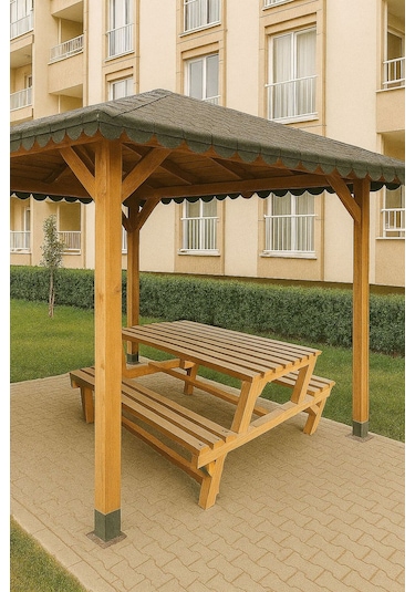 Ahşap Piknik Bank Yeşil