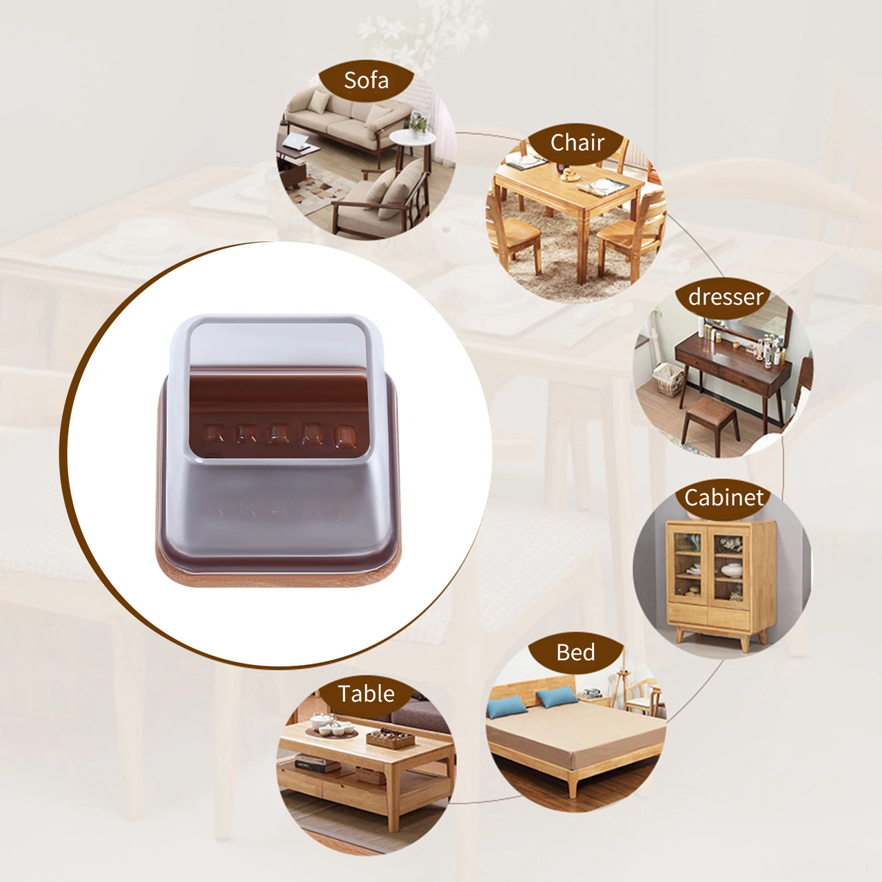 Yaleker Küçük Boy Kahverengi Dairesel Sandalye Ayak Koruması - Sessiz, Dayanıklı, Kalın Tpe Tabanlı Mutfak Ofis Mobilya Ayaklık 8 Adet