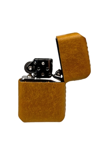 Handmade El Yapımı Hakiki Deri Zippo Modeli Çakmak Camel