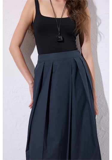 Geniş Pileli Pantolon Lacivert Lacivert