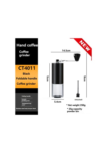 Shineyee El Çekmeceli Taşınabilir Kahve Değirmeni - Cnc Çelik Öğüt Çekirdeği İle Portatif El Öğütücü, 304 Çelik Gövde, Camping Ve Seyahat İçin El İşlemli Kahve Hazırlama Aleti Siyah