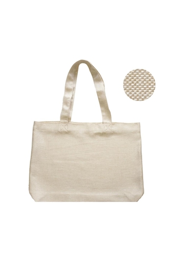 Hasır Dokulu Körüklü Kadın Kol Ve Omuz Çantası Krem-1416