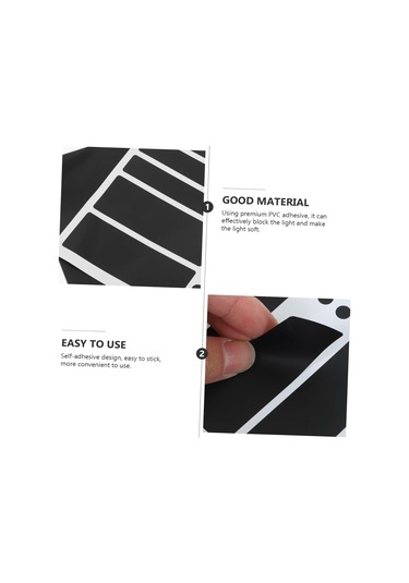 Yaleker Siyah Işık Engelleme Sticker - Otomatik Yapışkan Pvc Folyo, Işığı Gizle, 2 Adet Kesik + Tam - 20.7x11cm Siyah