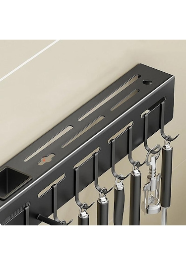 Siyah Duvara Monte Mutfak Rafı Çok Fonksiyonlu Paslanmaz Çelik Pişirme Gereçler Depolama Rafı Çatal Bıçak Tutucu Sofra Organizatör With Rod-40cm