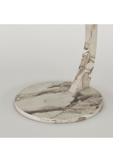 İntergo Tekerlekli C Yan Sehpa Beyaz Mermer