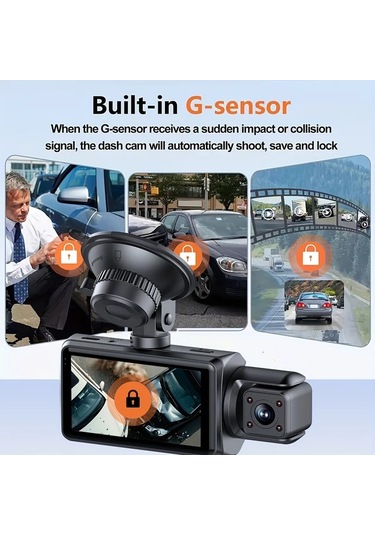 Xuweiwei F410 Dual Lens Kayitci 3 Ips Hd Ekran 170 Genis Aci 1080p 720p Hd Gece Gorusu 24 7 Park Izleme G Sensor