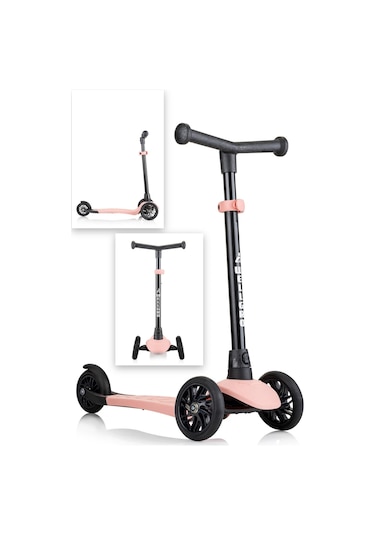 Wellgro Turbo 3 Tekerli Yükseklik Ayarlı Scooter, Pembe Pembe