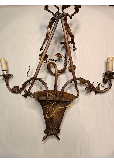 Antika 3 Kollu Pirinç Duvar Aplik 65x62x12cm 1 Adet