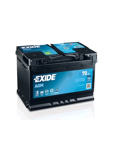 Exide 12 Volt 72 Ah Amper EK720 760A AGM Akü