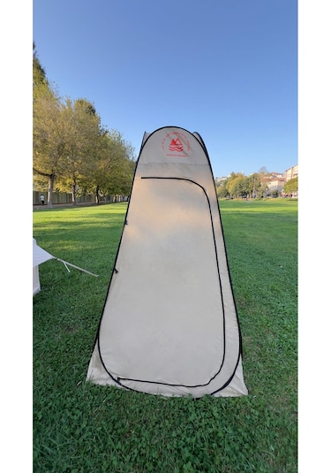 Alfa Balık Kamp Alanı Giyinme Duş Ve Wc Çadırı Otomatik Açılır Bej