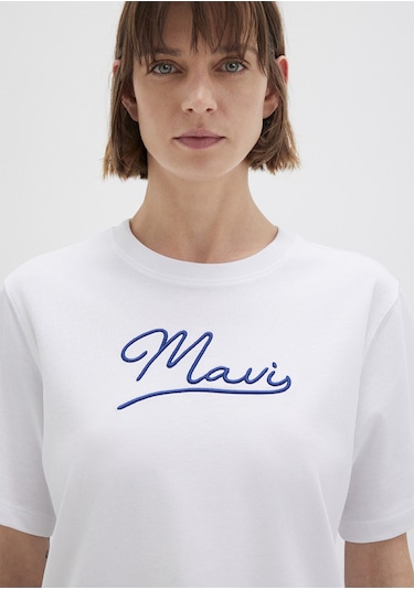Mavi - Mavi Jeans Baskılı Beyaz Tişört 1612421-620 Beyaz