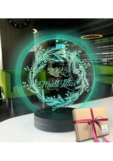 Yılbaşı Konseptli 2025 Oval 3d Led Gece Lambası