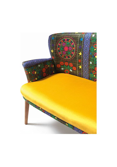 Kayser Home Çay Seti Koltuk Takımı Oturma Grubu Balkon Ofis Bahçe Mobilya Etnik Desen Nubuk Kumaş Sarı Sarı