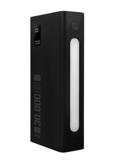 Powerway 30.000 Mah Pd 22.5w Dahili Kablolu Hızlı Şarj Fener Gerçek 30.000 Mah Qc30s Siyah Powerbank