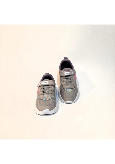 Nil Gri-pembe Fuspetli Hafif Rahat Kız Çocuk Spor Ayakkabı 001