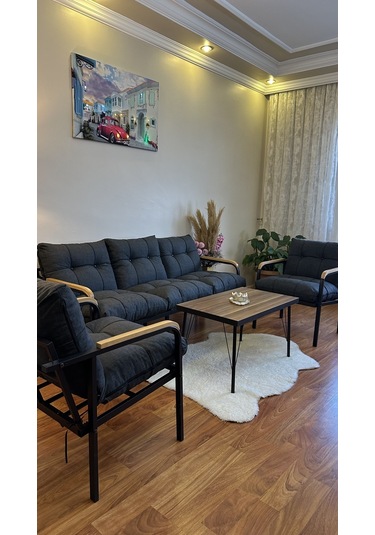 Modern Style Home Modern Sarıyer Balkon, Bahçe, Cafe - Metal Kanepe Koltuk Takımı - 3+1+1+ Sehpa Antrasit Modernk031 Antrasit