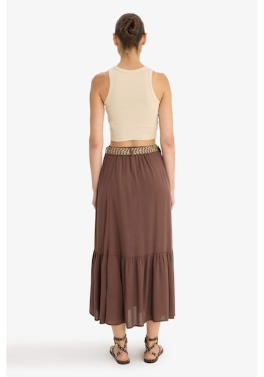 Defacto A Kesim Krinkıl Viskon Etek F9647ax25aubn320 Kahve