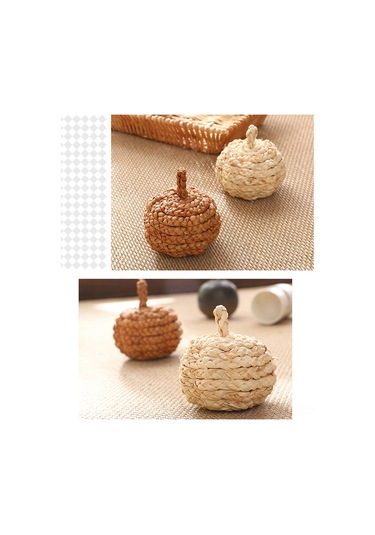 Qingmipy Hasır Örgü Balkabağı Dekoru İç Ve Dış Mekanlar İçin Şık Ve Dayanıklı Sonbahar Aksesuarı Kahve