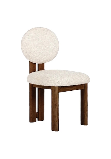 Coco İskandinav Teddy Natural Ahşap Bohem Sandalye Ceviz - Beyaz