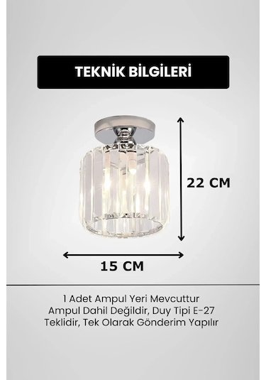 Chiaro Forte Model Krom Renk Kaplama Kristal Taşlı Metal Gövde Luxury Serisi Modern Plafonyer Avize Krom