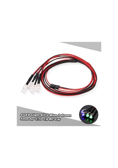 1/10 Ve 1/8 Rc Araçlar İçin 4'lü Led Aydınlatma Seti 2 Mavi + 2 Yeşil - Alıcıya Direkt Bağlantı