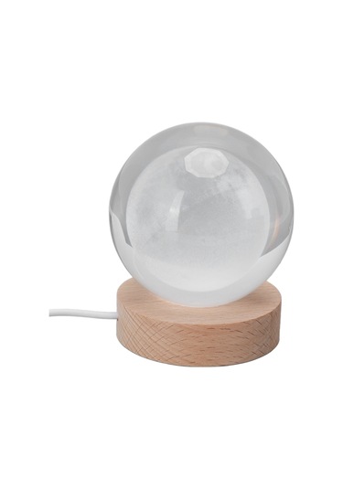 Shineyee 8cm Kristal Top + 7cm Ahşap Tabanlı Ay 3d Iç Gravürlü Led Akıllı Aydınlatıcı Masaüstü Dekoratif Hediyelik Lambader Sıcak Işık Diğer