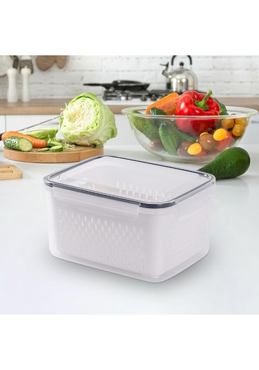 Suntek Magideal Buzdolabı Süzgeçli Saklama Kabı Beyaz