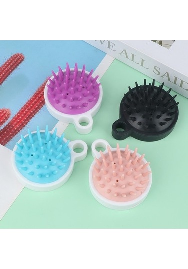 Pembe Yumuşak Silikon Şampuan Fırçası - Islak/kuru Saç Masajı İçin Çok Renkli