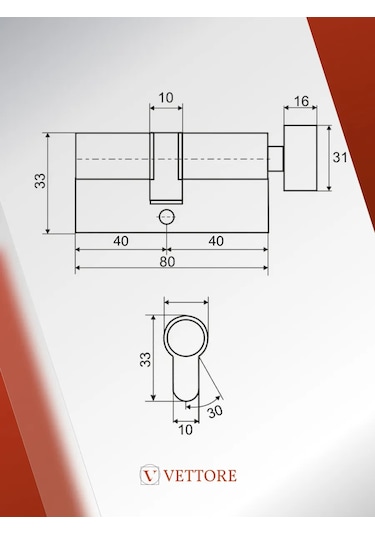 Vettore 80mm Kasa Kilidi, 5 Anahtarlı Ve Döndürücülü 194327802