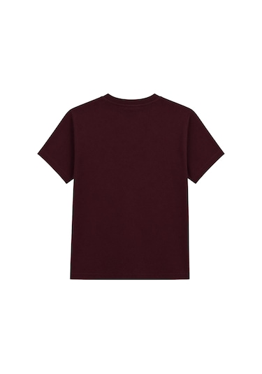 Mixray 2101 Kadın Bisiklet Yaka Soft Oversize Basic Modal T-shirt Bordo