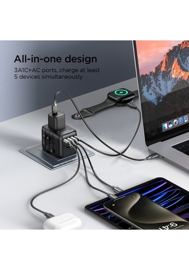 Ebitda Joyroom Jr-tcw01 17w Evrensel Seyahat Adaptörü Siyah - 200 Ülke İçin Uygun