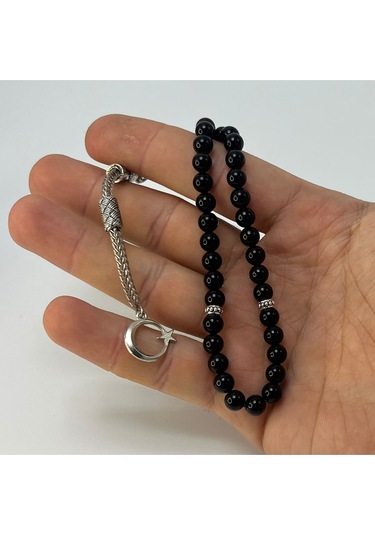 Sertifikalı Oniks 6mm 33lük Doğal Taş Tesbih
