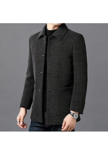 Erkek Sonbahar/kış Slim Fit Kaşmir Palto Kahverengi