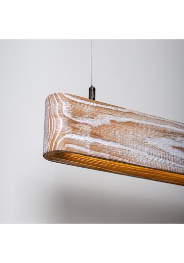 Soft Patine Modern Ahşap Aydınlatma - Minimal Led Sarkıt Avize Akça Ahşap
