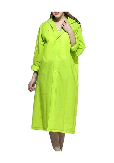 Unisex Kadın Ve Erkek Yağmurluk %100 Eva Çıtçıtlı Kapüşonlu Yeşil