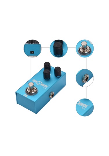 Ruicoo Gitar Gecikme Efekt Pedalı Metal Kasa 6.35mm Giriş/çıkış, Gecikme Süresi-volüm-ktekrar Kontrolü, Mavi Led, Doğru Pas-through Anahtarı