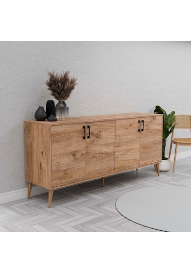 Mezza Hera 1670 Ahşap Ayaklı Modern Konsol Atlantik Çam 180 CM