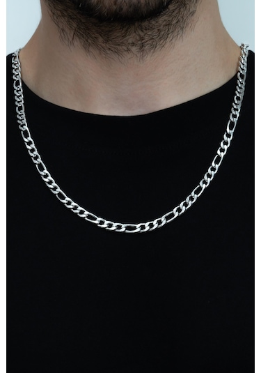 Figaro Çelik Zincir Erkek Kolye 55 6Mm Ack06 (31175663) Beyaz